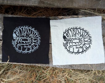 Beetle Grub Patch | Handmade Lino Prints on Cotton | Nature Bugs Insects