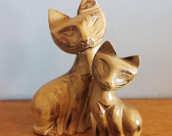 MCM Vintage wooden cats