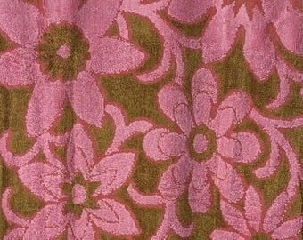 70er Jahre Deadstock psychedelische Handtücher: Vintage 1 Paar Handtücher pink geblümter Küchenhandtücher in Box