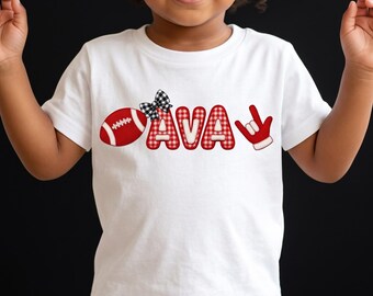 Maglietta personalizzata per bambini "Louisiana Ragin Cajuns", football della Louisiana, maglietta a quadretti personalizzata