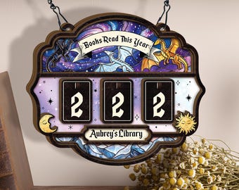 Custom Dragon Books Read This Year, Books Read Tracker Dragon, Books Reading Counter Sign, Bookish Gift for Readers, Dragon Bookshelf Decor
