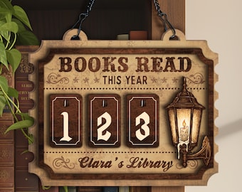 Personalized Books Read This Year Counter, Library Book Tracker, Books Read Tracker, Book Lover Gift, Bookish Reader Gift, Bookshelf Decor