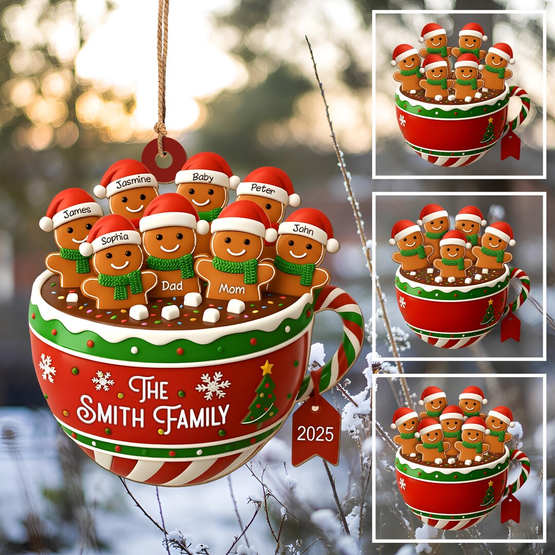 Custom Gingerbread Personalized Gingerbread Family Cup Christmas Ornament 2025, Custom ...