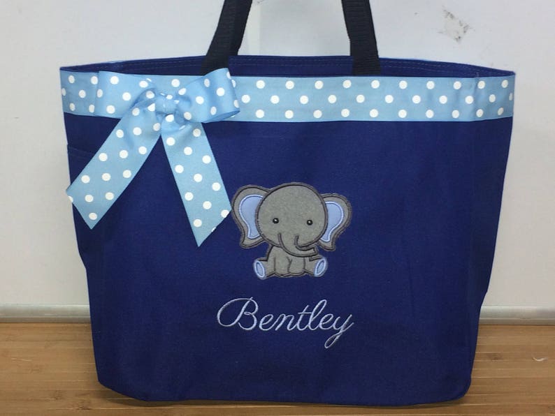 Personalized Baby Boy Elephant Diaper Bag Tote Etsy