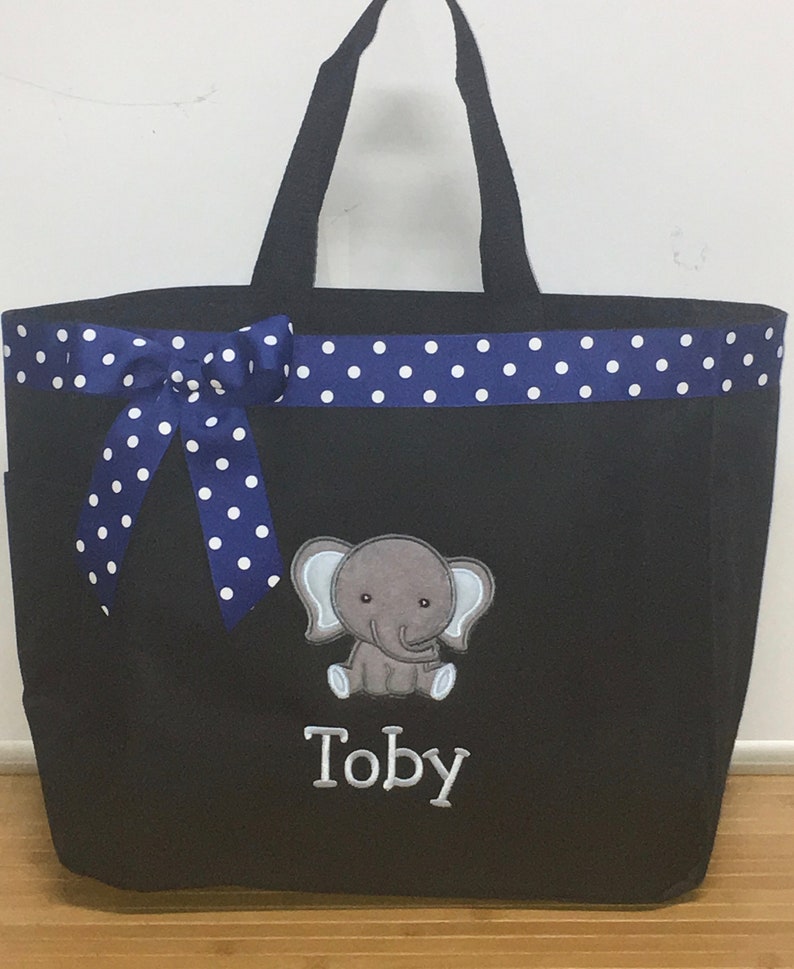 Personalized Baby Boy Elephant Diaper Bag Tote Etsy