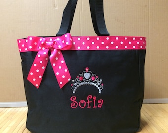 Personalized Baby Girl Princess Crown Tiara Diaper Bag Tote