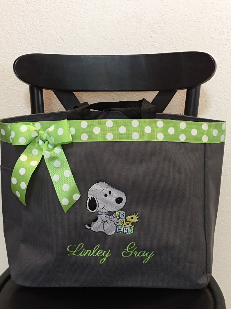 Personalized Baby Snoopy Blocks Tote Diaper Bag Boy or Girl Etsy