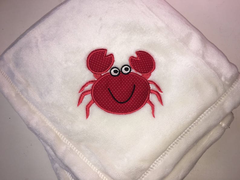 Ocean Crab Applique Baby Blanket Personalized Free