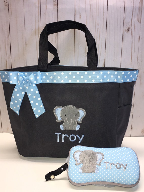Elephant Boy Personalized Baby Diaper Bag Tote & Wipe Case Etsy