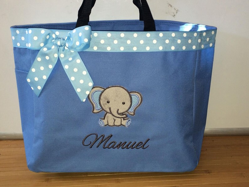 Personalized Baby Boy Elephant Diaper Bag Tote Etsy