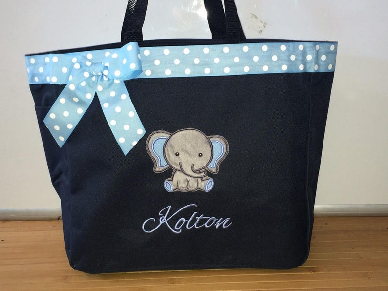 Personalized Baby Boy Elephant Diaper Bag Tote Etsy