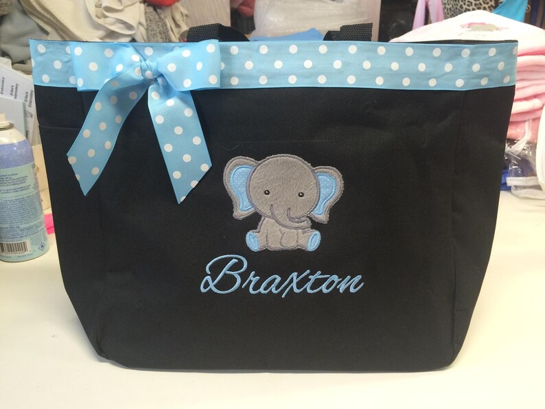 Personalized Baby Boy Elephant Diaper Bag Tote Etsy