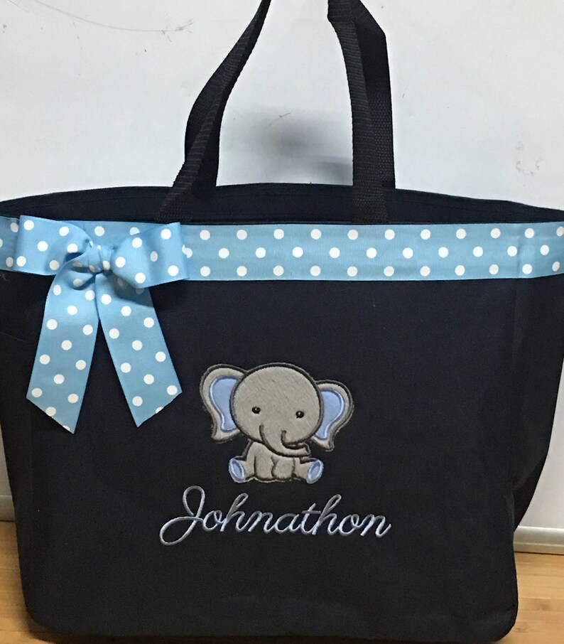 Personalized Baby Boy Elephant Diaper Bag Tote Etsy