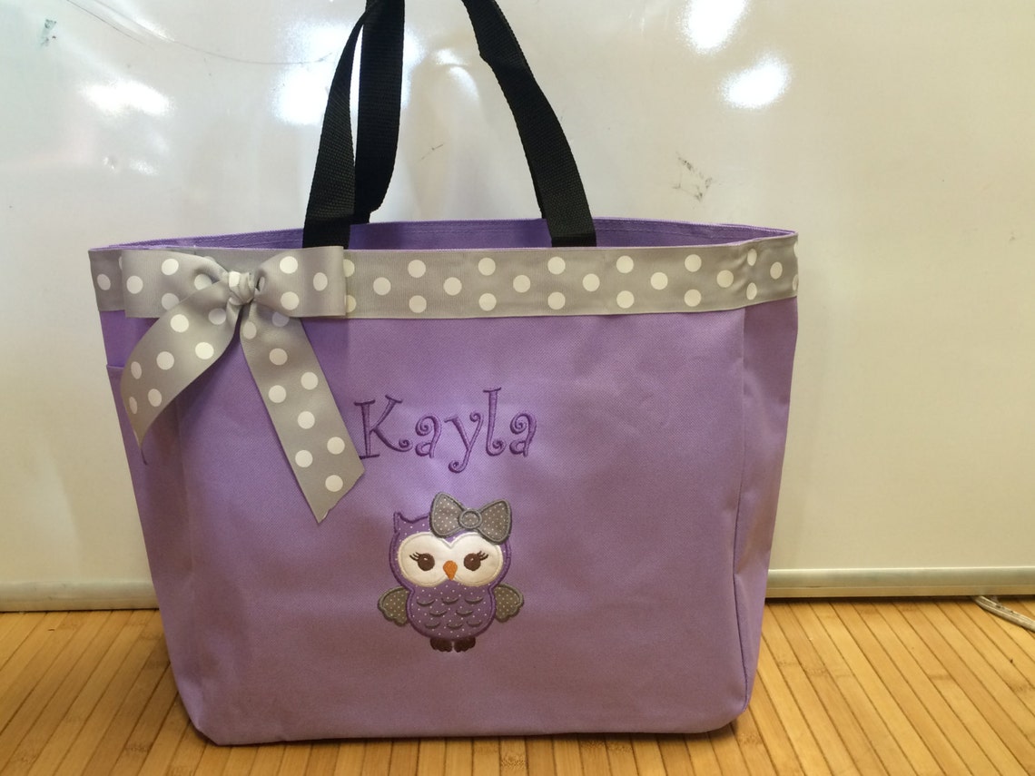 Personalized Girl Owl Tote Bag Baby Diaper Bag Pink and Gray Etsy