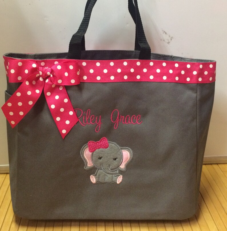 Personalized Baby Girl Elephant Diaper Bag Tote | Etsy