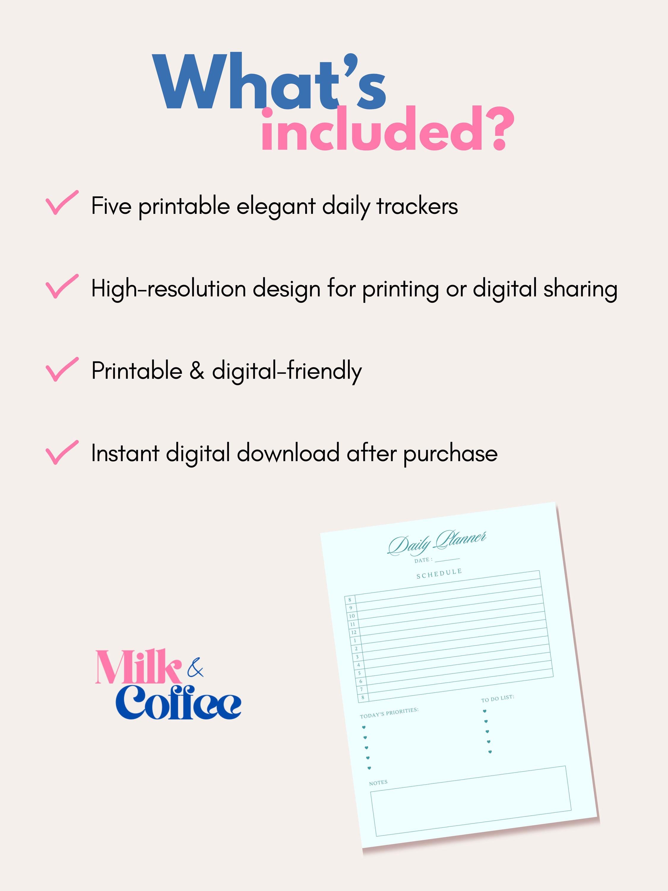 Elegant Printable Daily Habit Planner Minimalist Girly Schedule Tracker ...