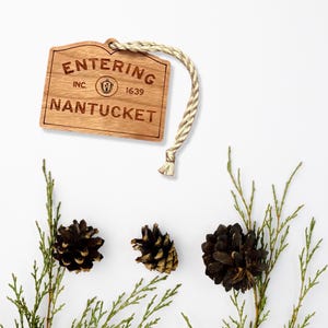 Nantucket Sign Wood Ornament – Coastal Holiday Decor, ACK Gift