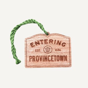 Wooden Provincetown Ornament: Personalized Cape Cod Coastal Decor