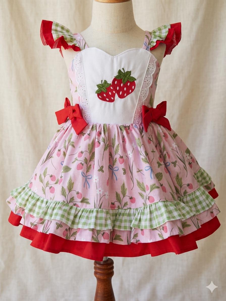 strawberry embroidered dress Strawberry Embroidered Dress Size 7 main image 1