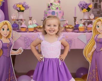 JerrisApparel Girl Princess Costume Dress - Snow White, Cinderella, Mermaid, Rapunzel (Size 5, Purple With Accessories)