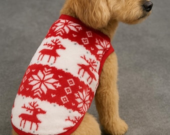 Christmas Pet Sweater – Soft Fleece Reindeer Winter Outfit for Small Dogs & Cats | Cozy Holiday Puppy Jacket (XXS–XL)