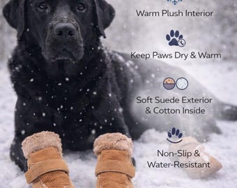 Cozy Dog Snow Boots for Small Dogs, Warm Plush Dog Shoes, Winter Pet Boots, Soft Cotton Lining, Anti-Slip Puppy Boots, Washable Dog Shoes