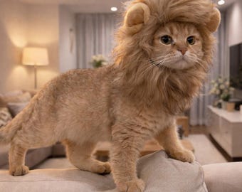 Funny Lion Mane Costume for Cats and Small Dogs – Adjustable Pet Wig – Cute Lion Costume for Halloween Photos and Playtime