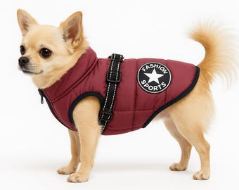 Waterproof Winter Dog Jacket with Harness – Warm Padded Pet Coat for Small & Large Dogs, Chihuahua to XXL