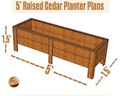 5FT Raised Garden Bed Plans PDF | DIY Wooden Planter Box Plans | Step-by-Step Instructions, Cut List & Dimensions | Beginner Friendly