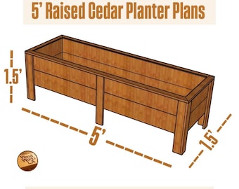 5FT Raised Garden Bed Plans PDF | DIY Wooden Planter Box Plans | Step-by-Step Instructions, Cut List & Dimensions | Beginner Friendly