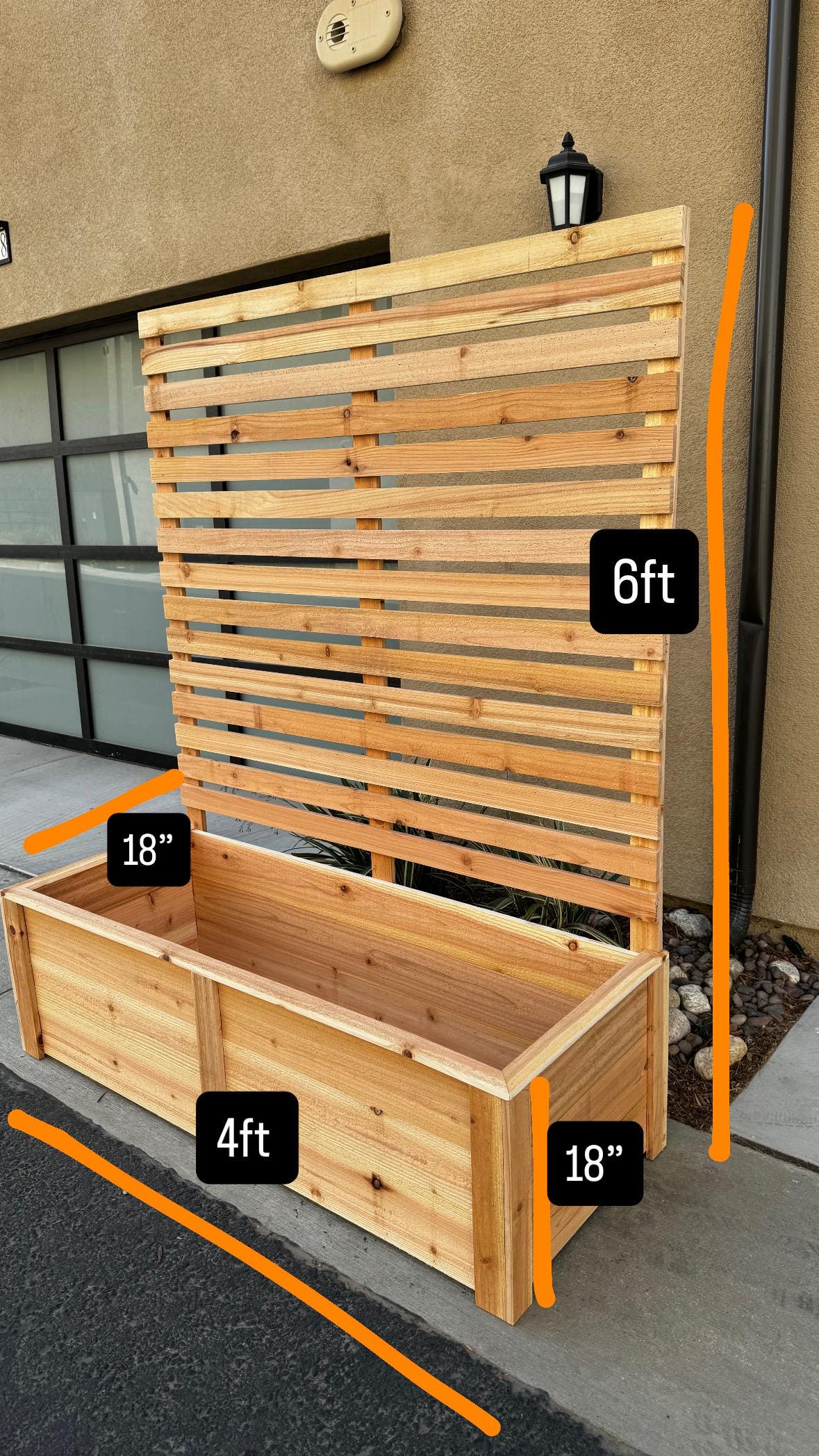 4ft Cedar Planter Box Plans With 6ft Privacy Screen – DIY Raised Garden ...