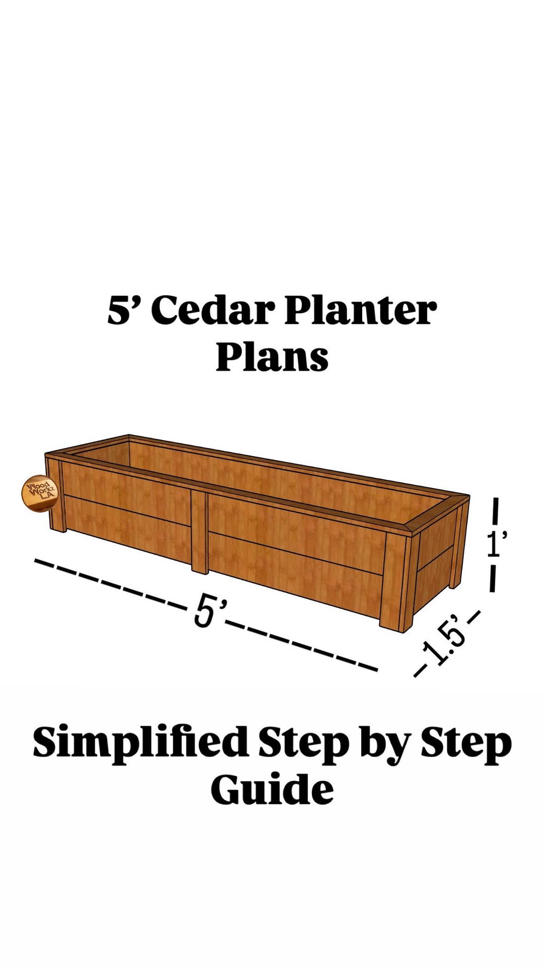 5FT Raised Garden Bed Plans PDF | DIY Wooden Planter Box Plans | Step ...