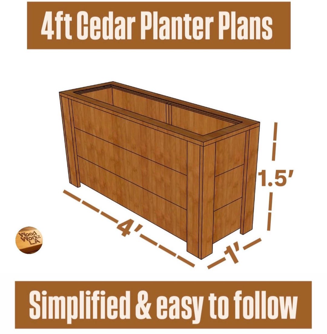 Cedar Planter Box Plans PDF, DIY Wood Planter, Outdoor Planter Plans ...