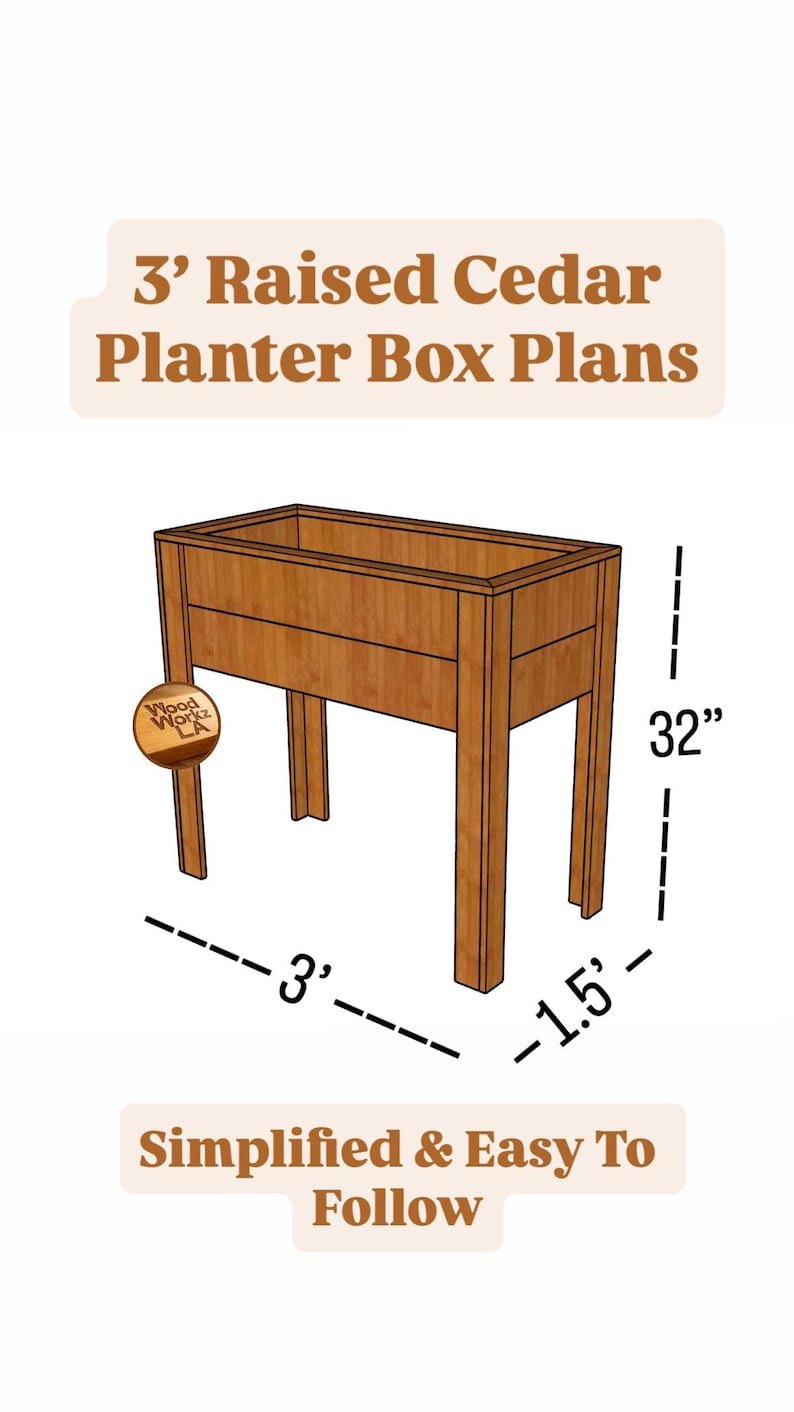 3’ & 5’ Cedar Raised Planter Plans Bundle | Beginner-friendly DIY ...
