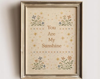 Kit de Ponto Cruz "Você é Meu Raio de Sol" para Imprimir, Arte de Bordado Popular, Decoração para Quarto de Bebê, Download Digital