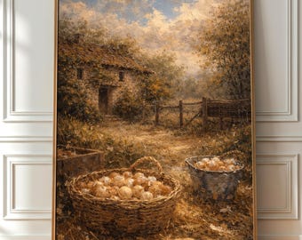 Arte de parede para imprimir com tema de colheita de fazenda, decoração rústica para cozinha, download digital.