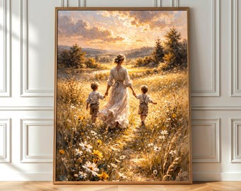 Mother’s Day Wall Art Printable — Floral Printable for Mom, Family Landscape Decor, Digital Download