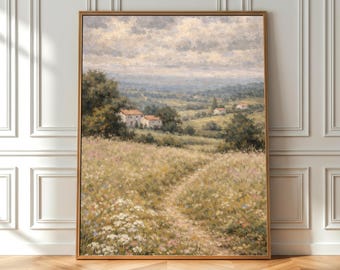 Tuscan Landscape Wall Art Printable, Cottagecore Countryside Decor, Vintage European Scenery, PDF Digital Download