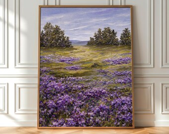 Lavender Field Impressionist Painting, Floral Landscape Wall Art (Digital Download)