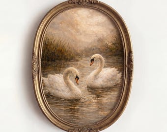 Lámina decorativa imprimible del Lago de los Cisnes – Decoración elegante y neutra con motivos de fauna silvestre (Descarga digital)