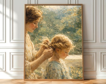 Mother Daughter Printable Wall Art, Mom and Child Painting, Family Art Print, Digital Download