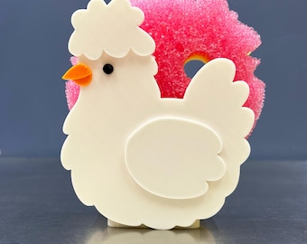Silkie Chicken Sponge Holder 3D Print File, Farmhouse Kitchen Decor (STL, Bambu/Orca 3MF)