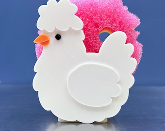 Silkie Chicken Sponge Holder 3D Print File, Farmhouse Kitchen Decor (STL, Bambu/Orca 3MF)