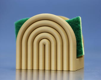 Soporte para esponjas moderno Japandi acanalado y estriado (archivo para impresión 3D), decoración rústica (STL, Bambu/Orca 3MF)