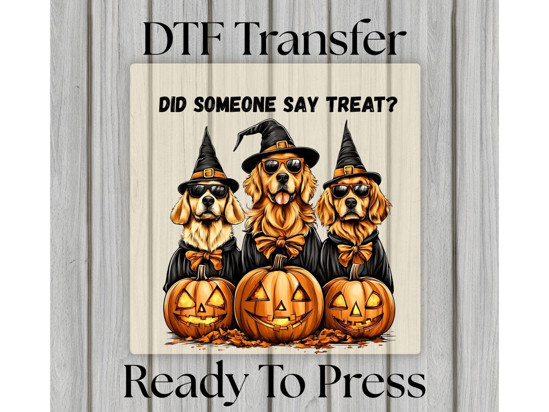 Halloween DTF Transfer, Golden Retriever Halloween Ready to Press Heat ...