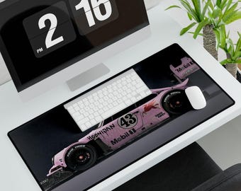 Porsche 911 Hoonicorn Wrap Desk Mat | Pink Sports Car Gaming Setup Decor