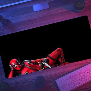 DeadPool Themed Gaming Mouse Pad, Colorful Desk Mat Setup Decor
