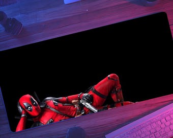 DeadPool Themed Gaming Mouse Pad, Colorful Desk Mat Setup Decor