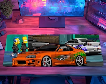Bart Simpson Fast Furious Cars Gaming Desk Mat, Anime Mouse Pad Setup Decor