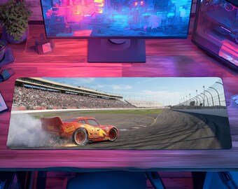 Lightning McQueen Cars Themed Desk Mat, Gaming Mouse Pad, Colorful Setup Decor